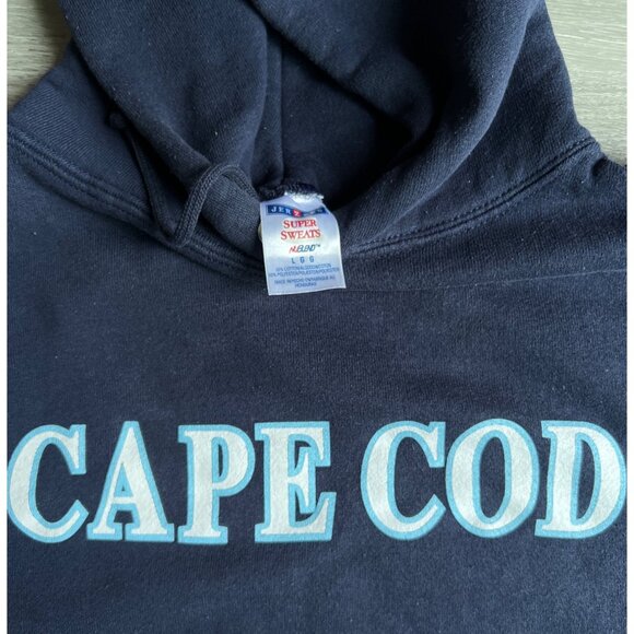 Vintage Cape Cod Navy Blue Hoodie By Jerzees (early 2000’s) Super Sweats Adult M - Picture 3 of 5